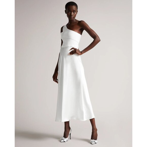 Ted Baker Ivena White One-Shoulder Dress - Picture 2 of 11